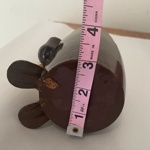 Vintage Hand Painted Wooden Bear Money Bank with Honey Barrel Coin Piggy Bank - Picture 8 of 9